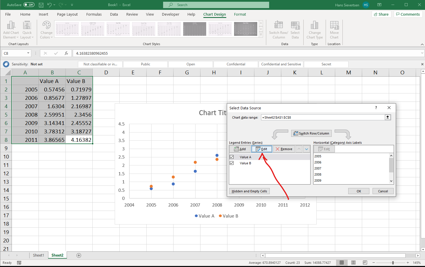 change axis labels excel 2008 for mac