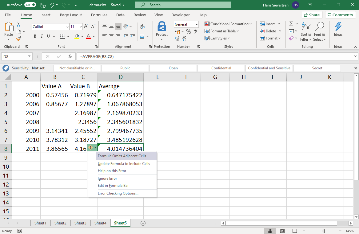 Inconsistent formula excel что это